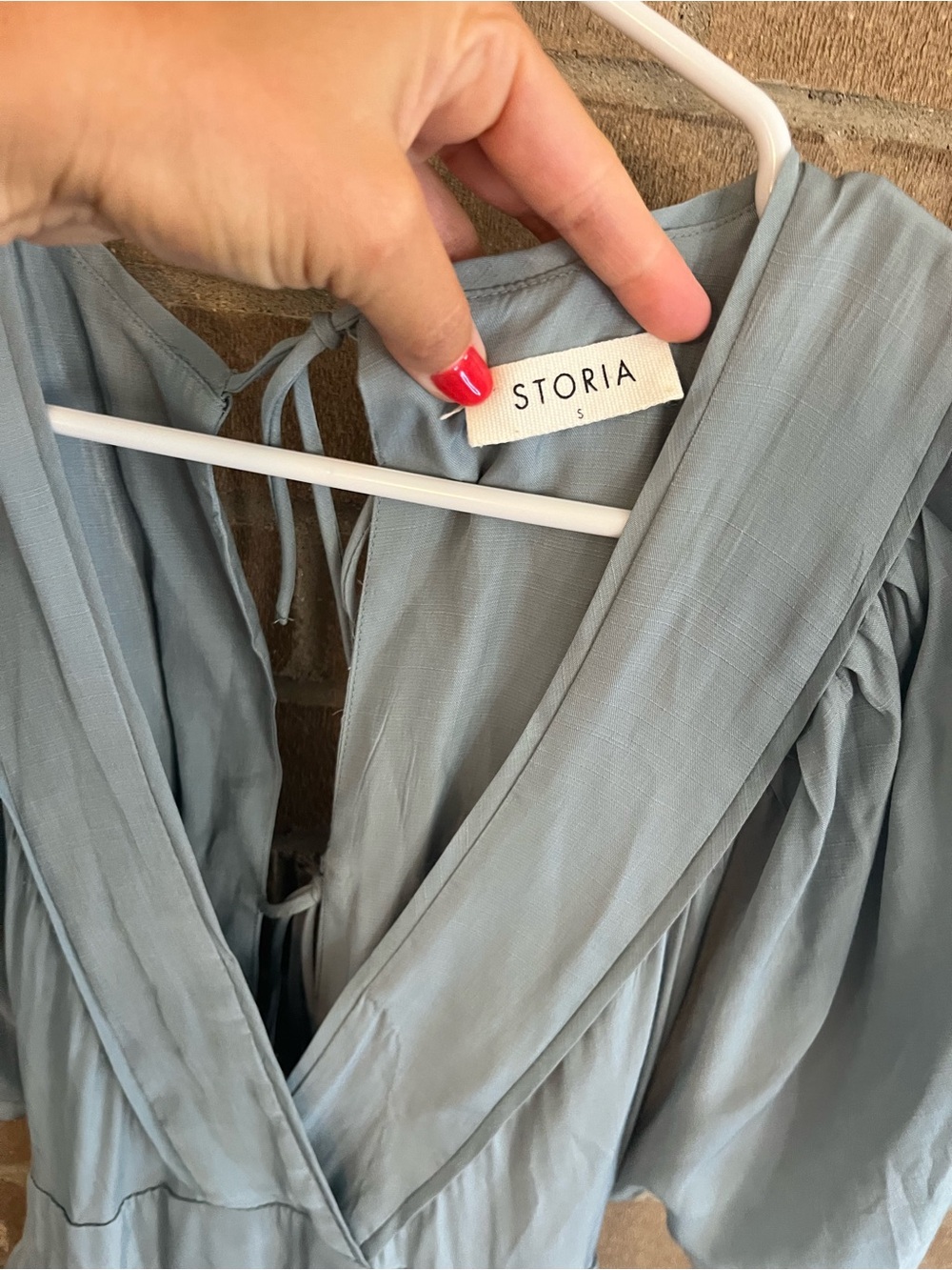 Storia Light Blue Flowing V-Neck Maxi Dress - Picture 4 of 5